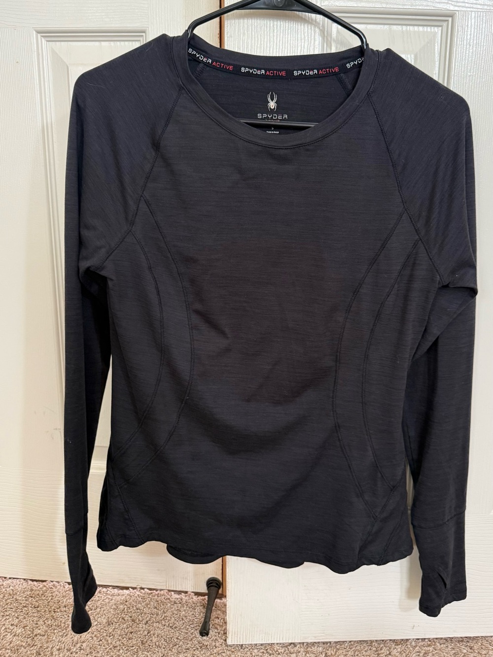 Spyder Active Women’s Small Black Long Sleeve Athletic Top Thumbholes